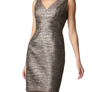 ELIE Tahari Brown/Silver Metallic Cocktail Dress Size 0